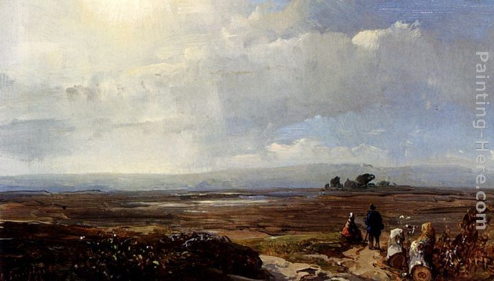 Andreas Schelfhout Travellers In An Extensive Landscape
